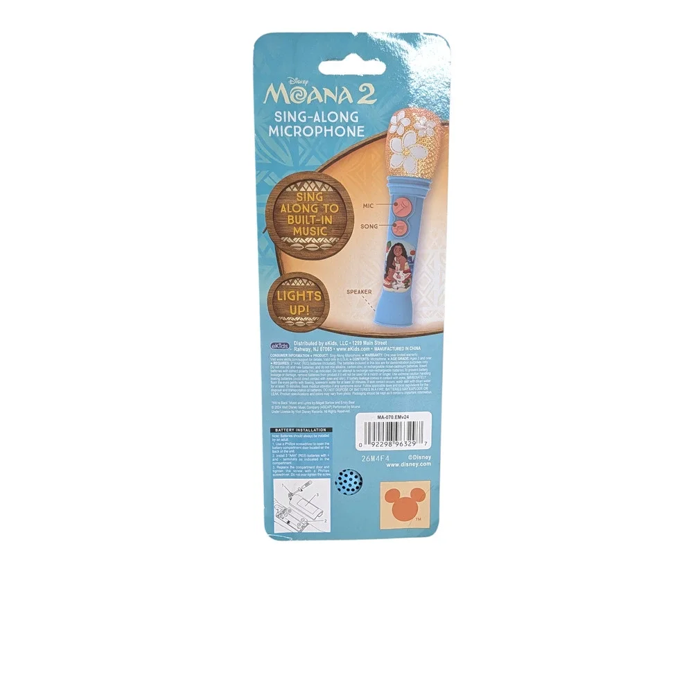 Disney Princess Moana 2 Sing Along Microphone Built-In‎ Music Lights Up NEW